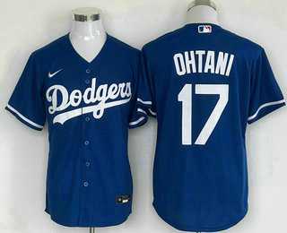 Mens Los Angeles Dodgers #17 Shohei Ohtani Blue Cool Base Stitched Jersey